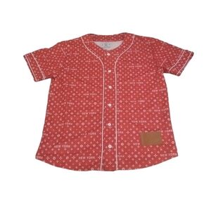 Counter Attack Red Men's Baseball Jersey NY Monogram Button Down Shirt Size XL